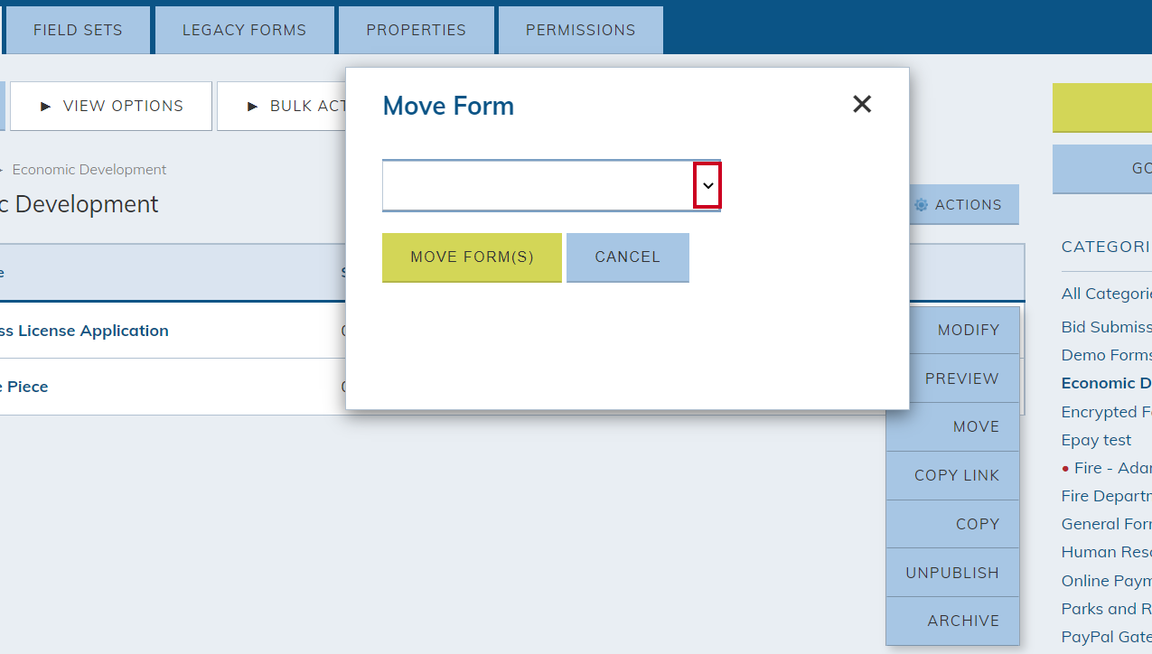 Select the dropdown icon