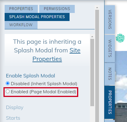 Enable the Splash Modal