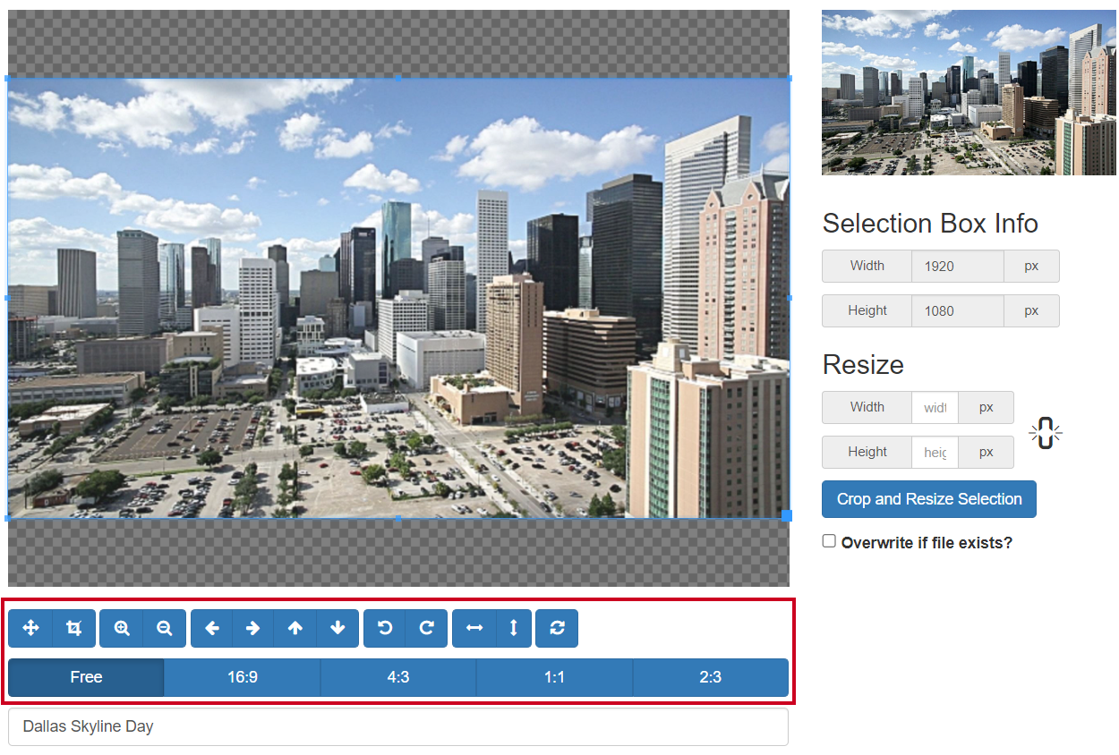 Image Cropping and Resizing Tool.