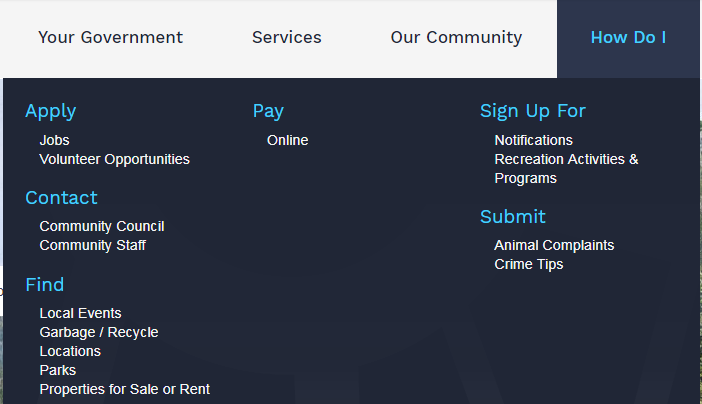 Web Central Expanded Mega Menu