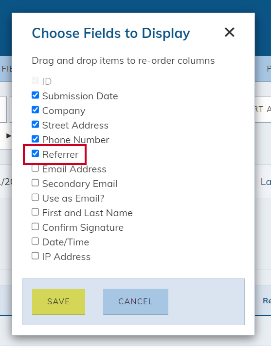 Check the Referrer box