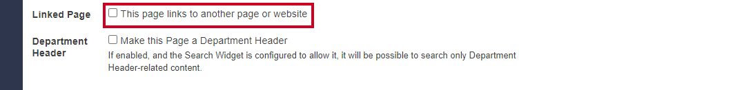 linked page checkbox.