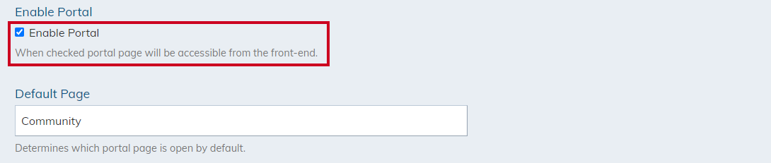 enable portal checkbox.
