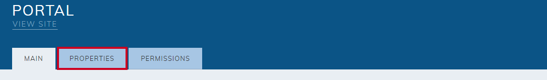 properties tab on portal page.