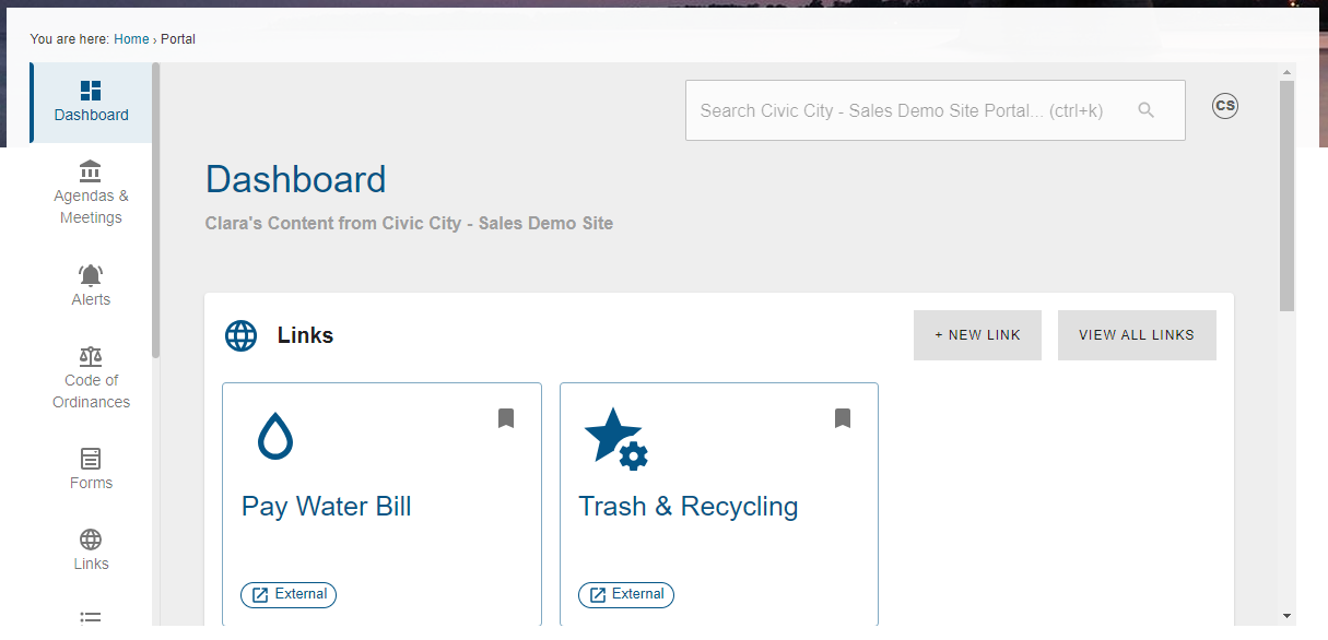 Portal Embed page.