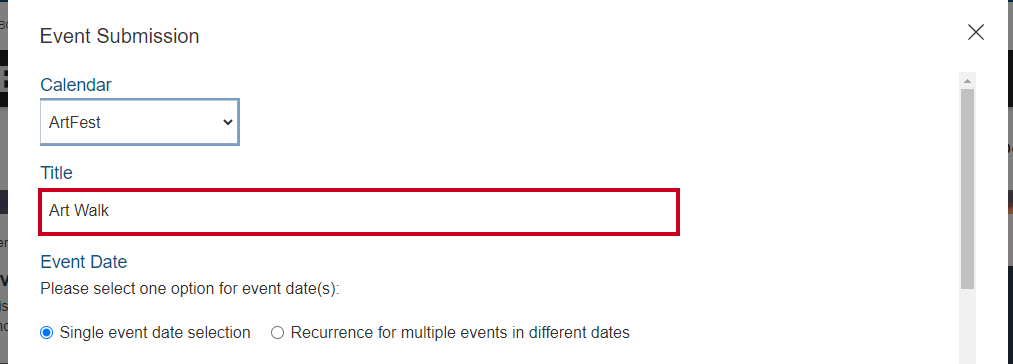 The text entry field labeled Title.
