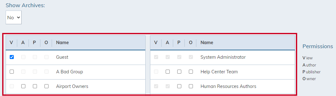 permissions section