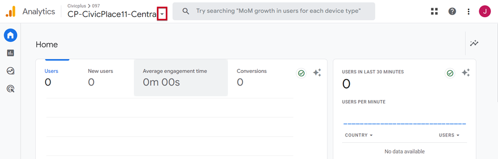 The drop down arrow to the right of the account title.
