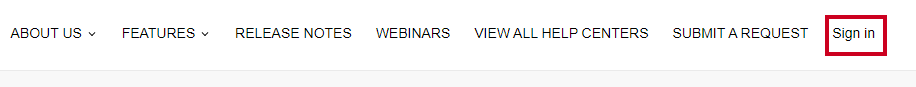 sign in link in header.
