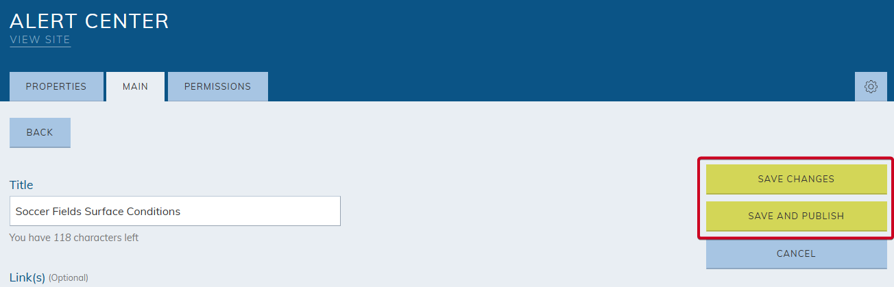 new alert save options