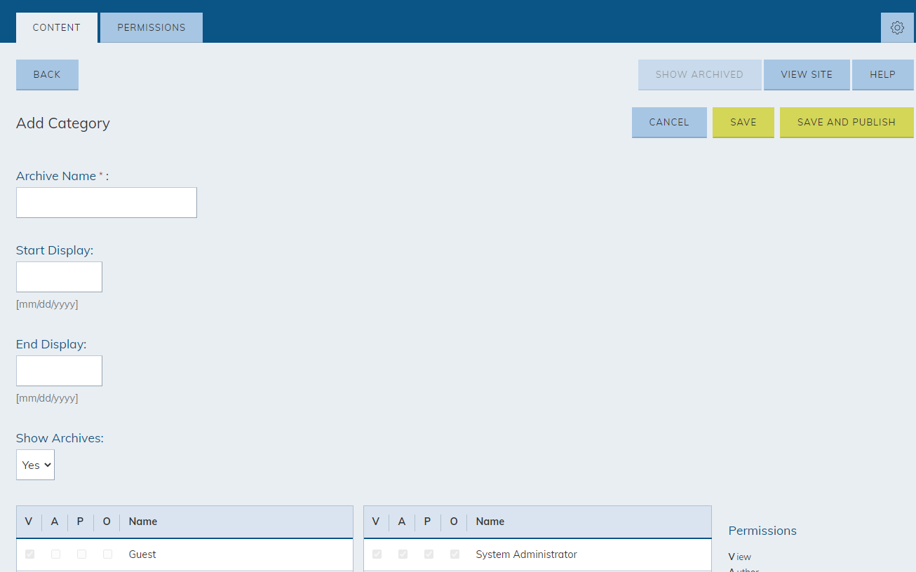 Fill out category fields.