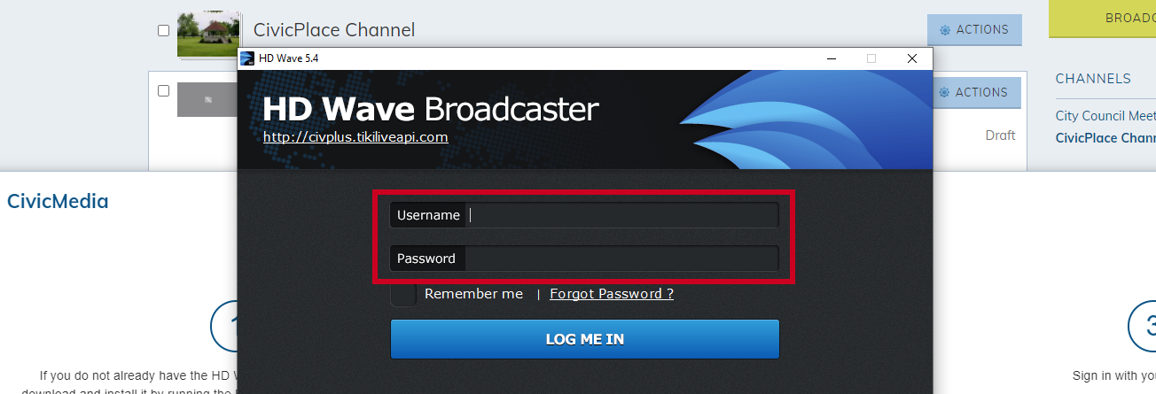 Username and Password Field on HD.