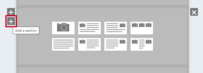 Plus sign icon to create new sections.
