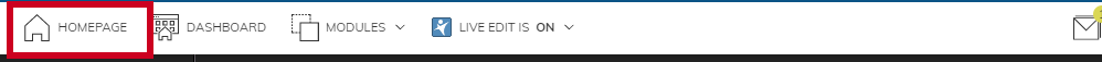Web Central Admin User Menu Homepage button.
