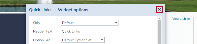 close quick links options.