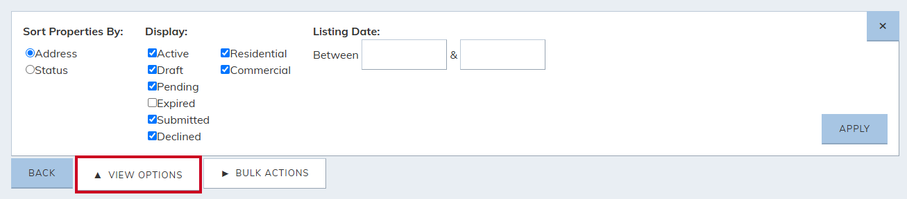 View options.