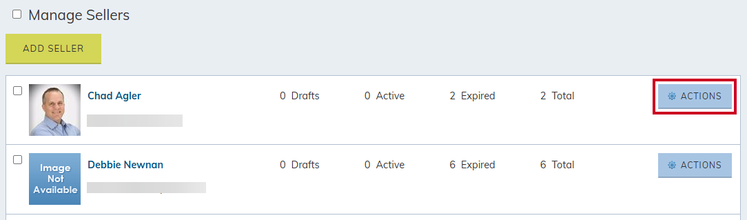 Actions Button for a Seller.