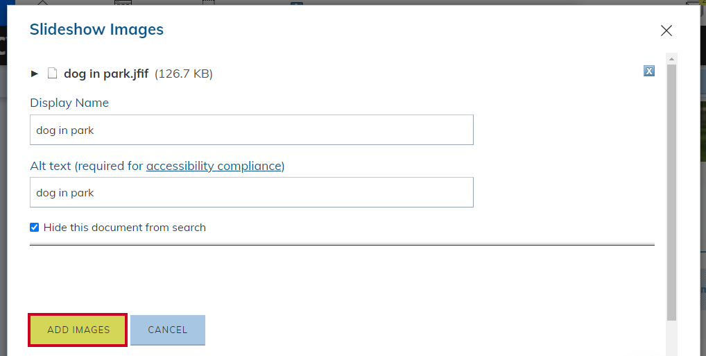 add images button.