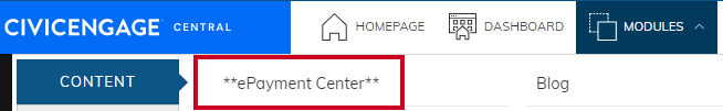 Web Central Modules Dropdown ePayment Center Option Highlighted.png