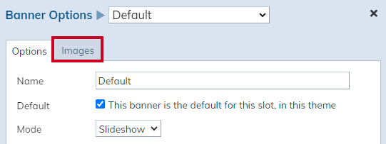 Web Central Banner Options, Images tab.