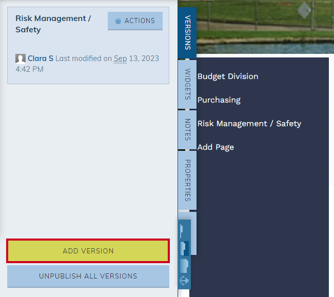 Add Version button.