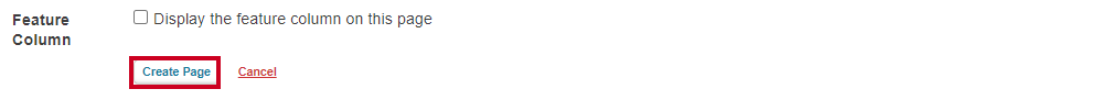 Web Central Create Page button.