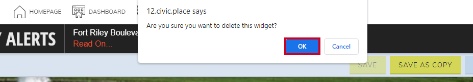 Ok button on pop-up.