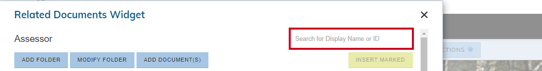 Search box in top right corner of documents window.