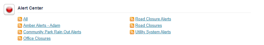 Alert Center module RSS options.