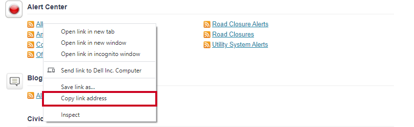 copy link address option.