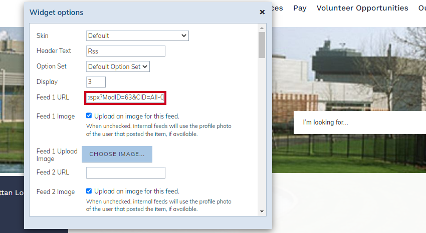 Feed 1 URL field.