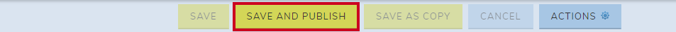 A green, rectangular Save and Publish button.