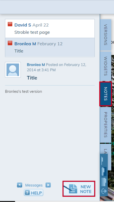 Web Central Live Edit Pane Notes Tab.