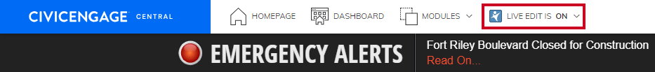When Live Edit is ON, Web Central pages are able to updated.