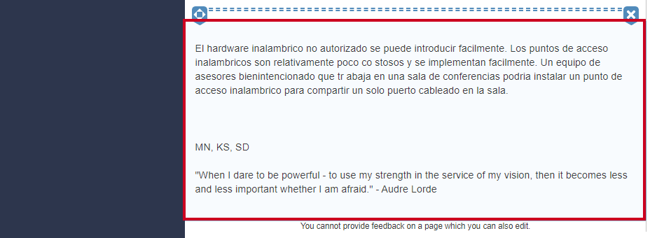 Clicking inside a page's Editor widget allows to user to update or change any content currently added to that widget.