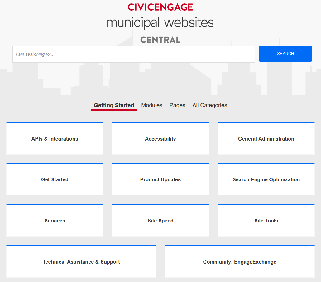 Web Central Help Center home page.