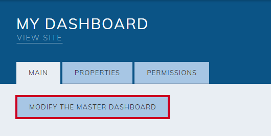 The Modify the Master Dashboard button allows staff members to update or change the default dashboard that residents can see.