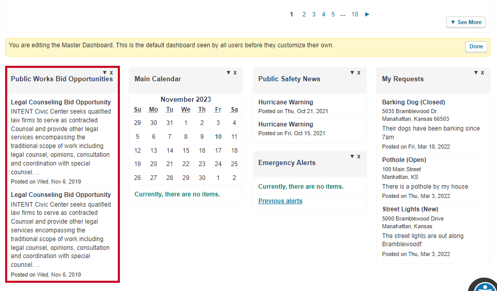 The newly added widget can be located on the Dashboard's workboard.