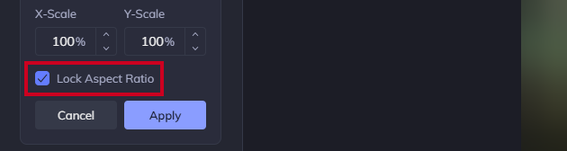 A checked Lock Aspect Ratio checkbox.