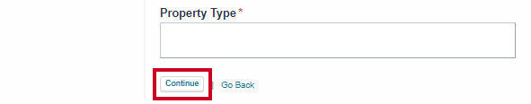 Front End Add Commercial Listing Basic Property Information Continue Button.