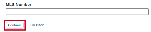 Front End Basic Property Information Continue Button.