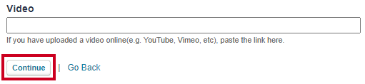 Front End Photos and Videos Continue Button.