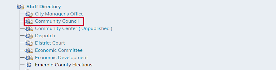 Staff directory category.