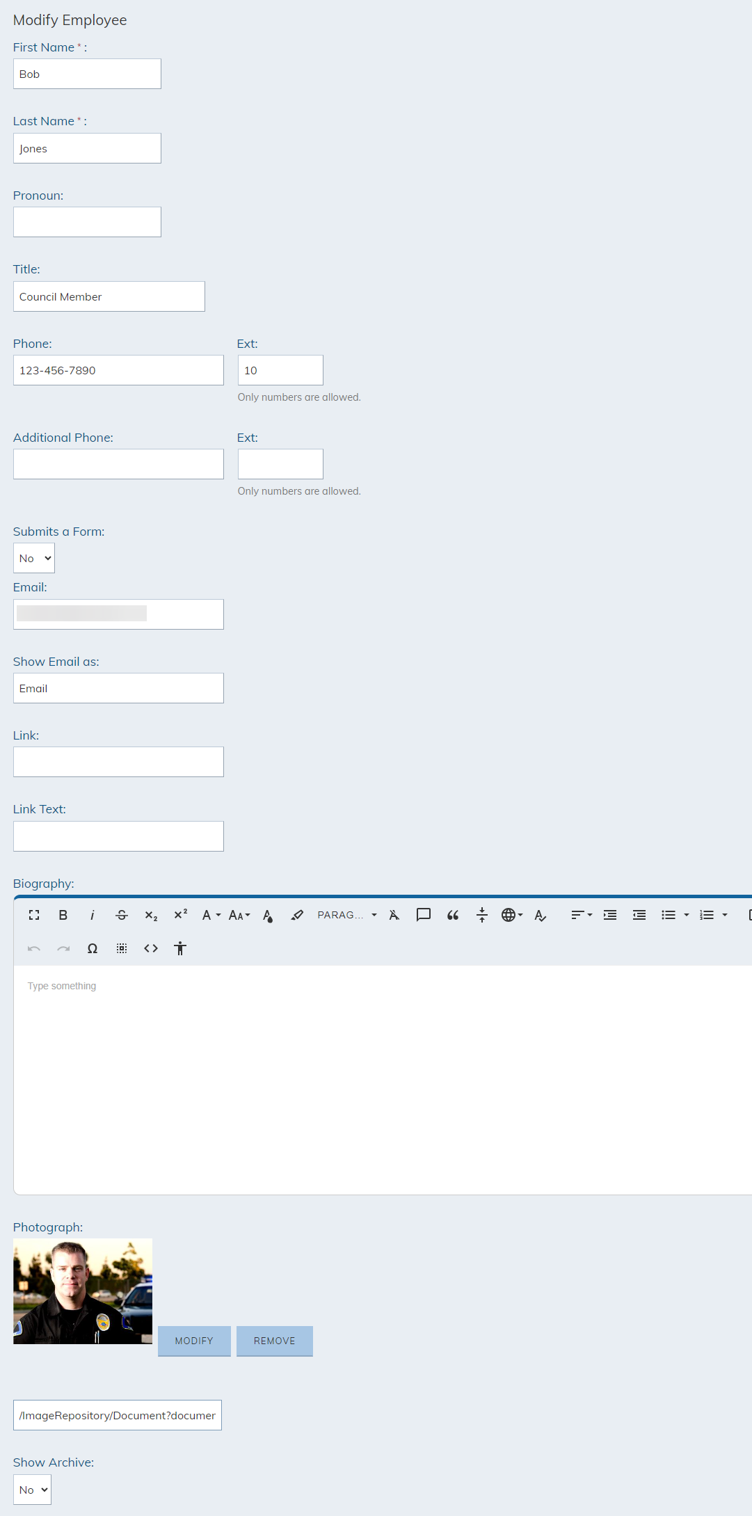 modify staff directory item fields.