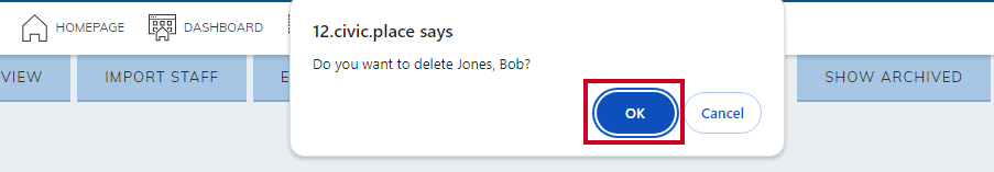 Confirm Delete pop-up.