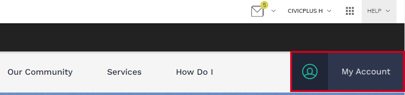 A Municipal Websites Central My Account button.