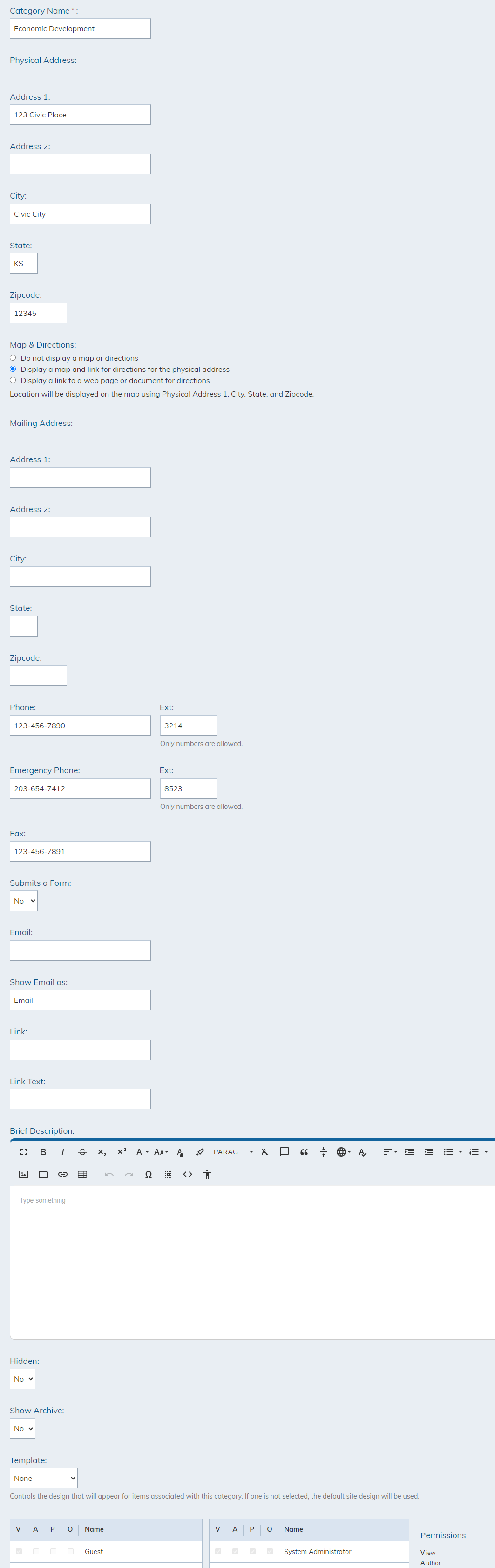 modify the category fields 1
