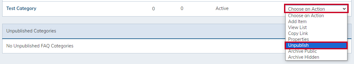 Unpublish Category.