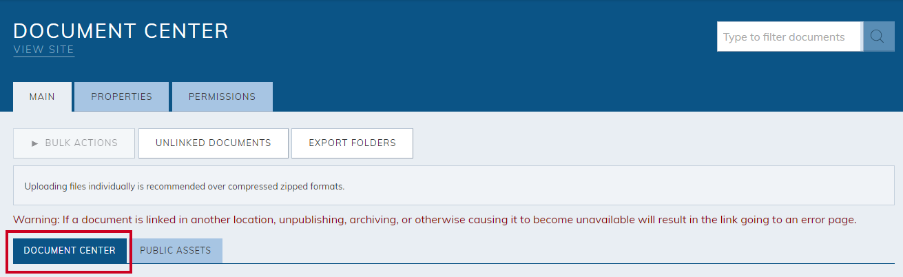 Document Center tab.