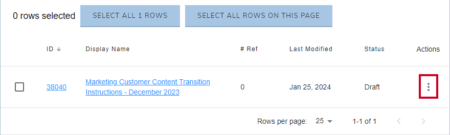 The three-dot Actions menu for a document.